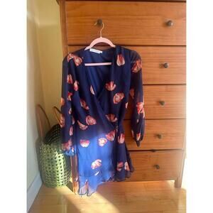 All in Favor Floral Wrap Dress - Stunning Navy with Tulip Prints